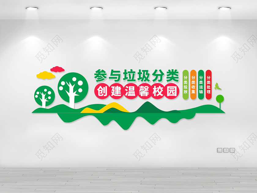 绿色垃圾分类创建温馨校园垃圾分类文化墙