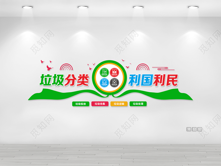 绿色垃圾分类利国利民垃圾分类文化墙