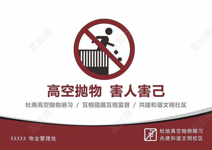 红色简约禁止高空抛物标识牌