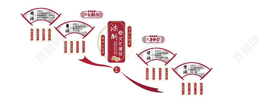 47524红色简约法制楼梯文化墙