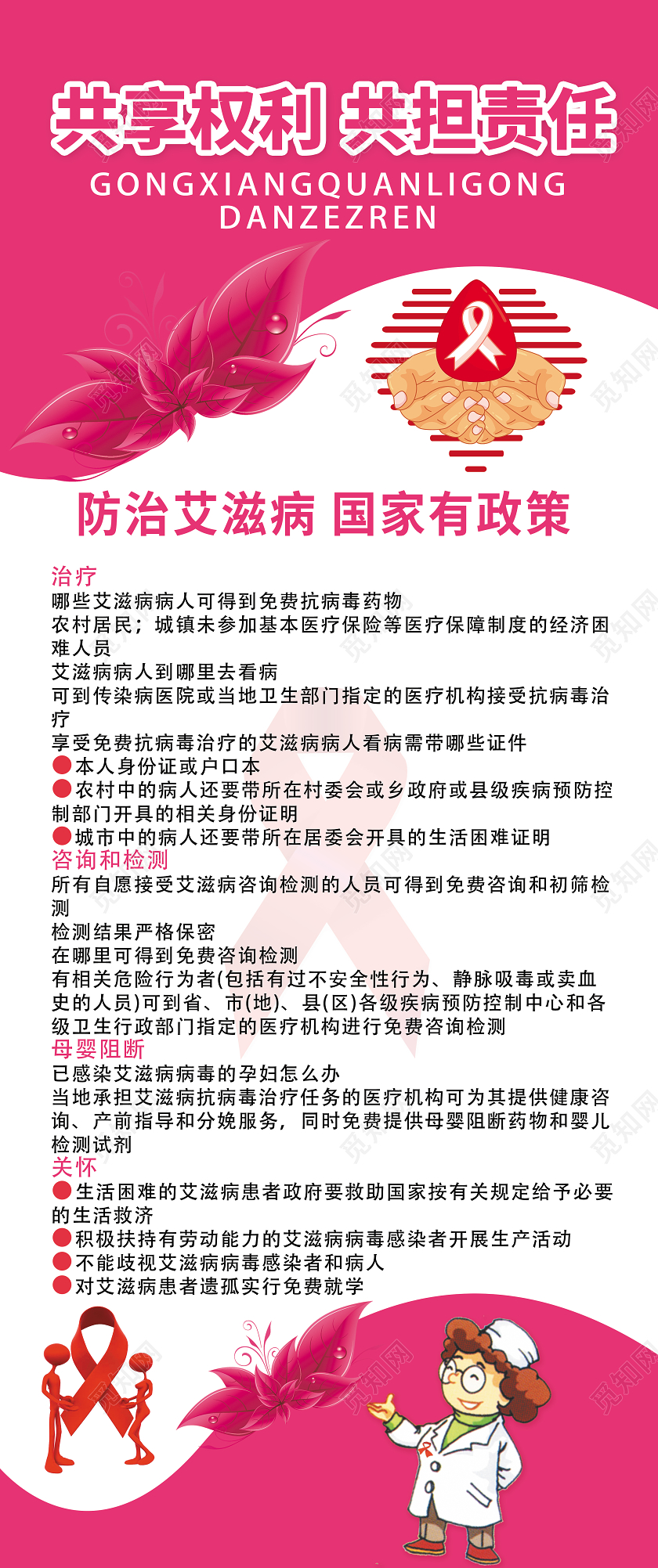 粉色世界艾滋病日艾滋病展架