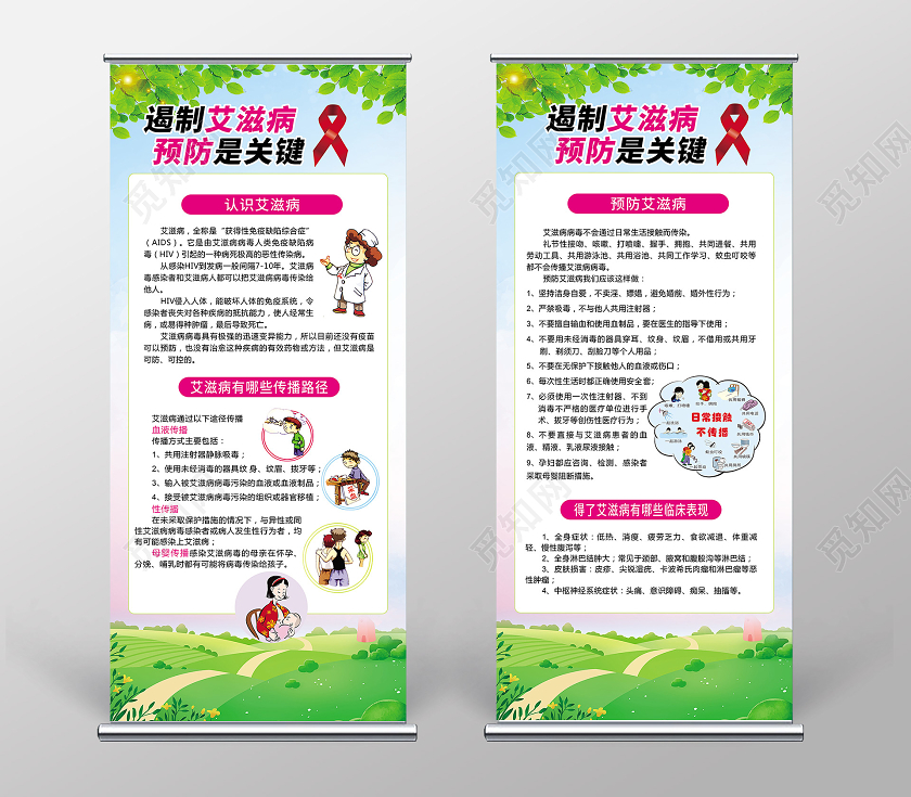绿色世界艾滋病日艾滋病展架