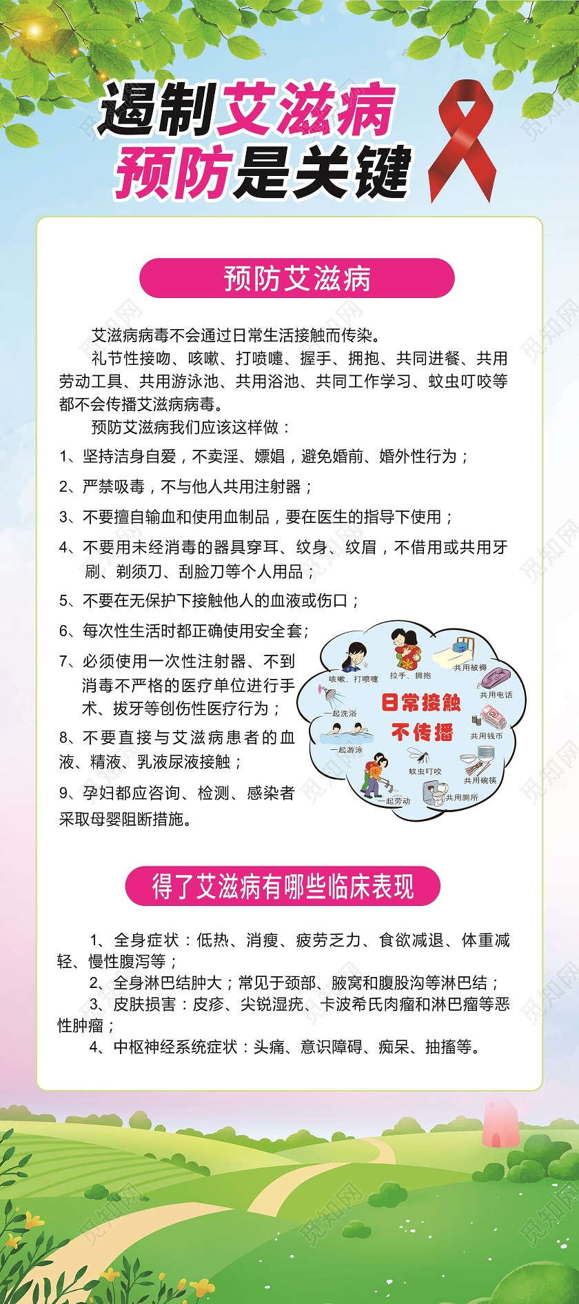 绿色世界艾滋病日艾滋病展架