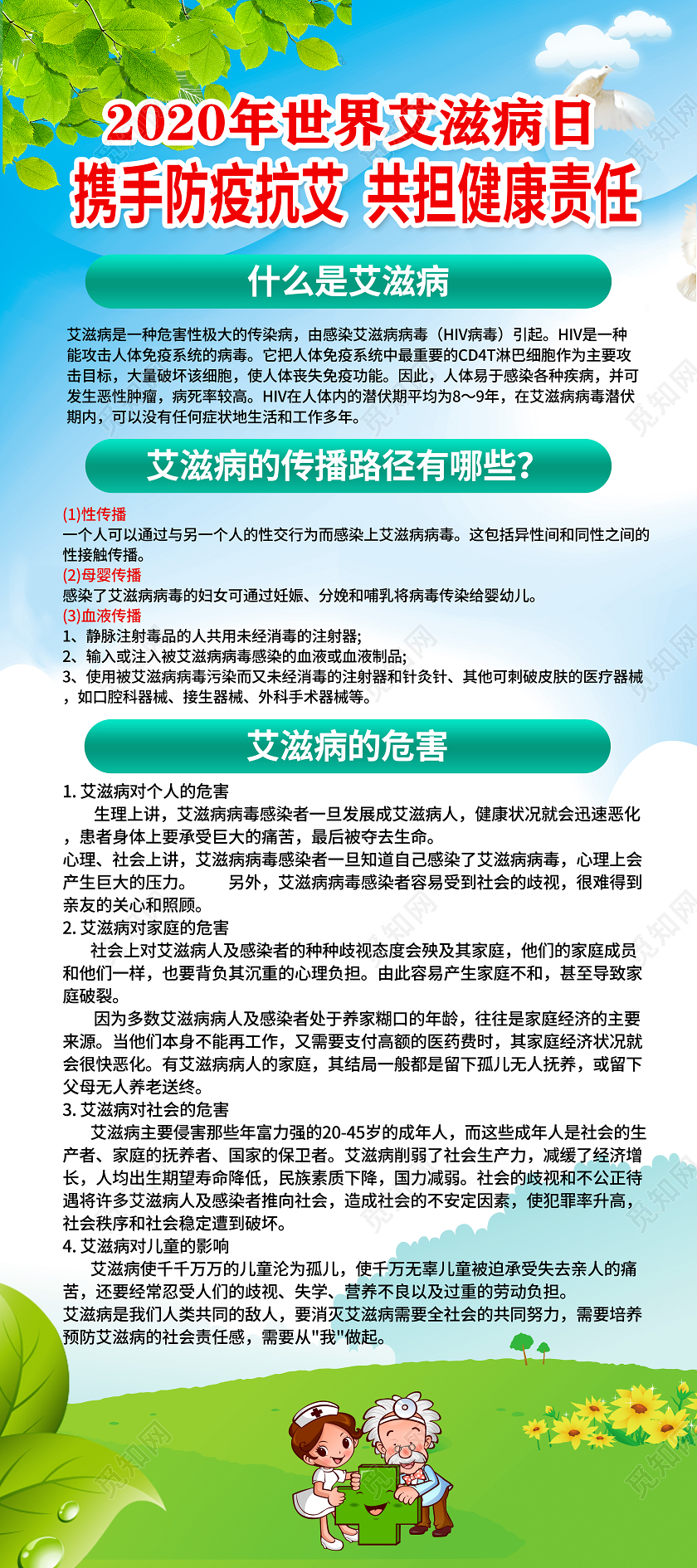 绿色世界艾滋病日艾滋病展架