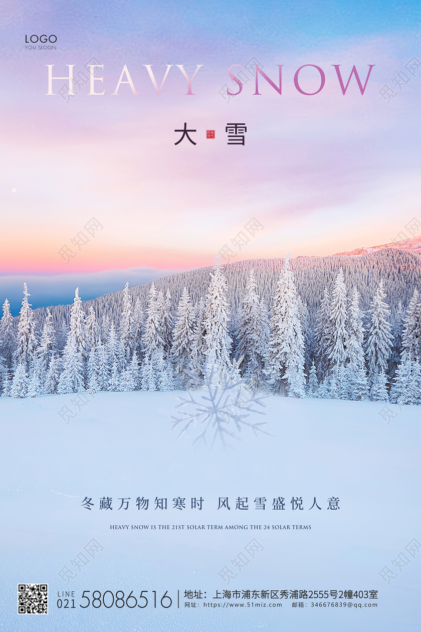 实拍简约二十四节气大雪节气宣传海报