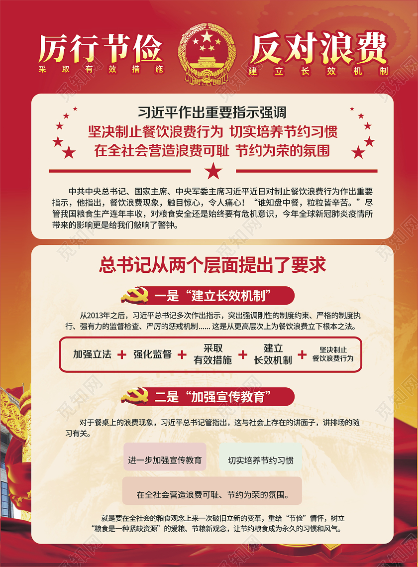 红色党建厉行节俭反对浪费宣传单厉行节约反对浪费宣传单