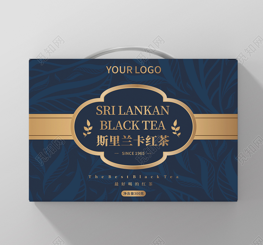 深蓝色创意几何风欧式高端茶叶包装设计