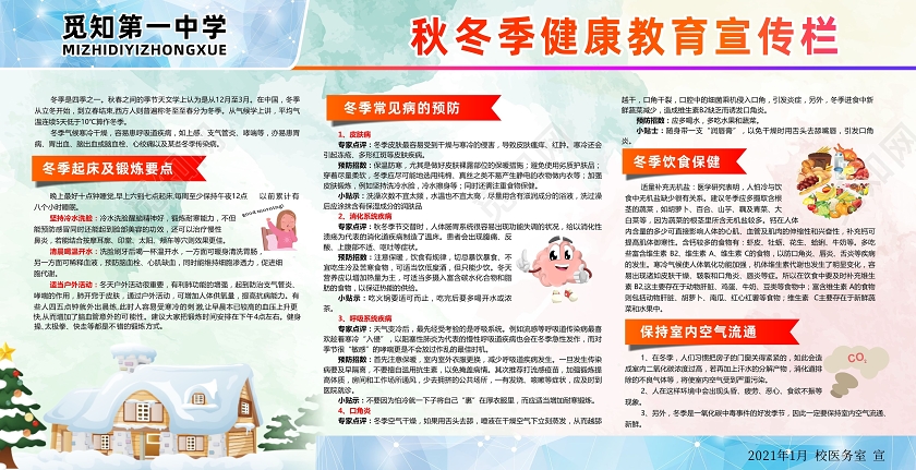 彩色创意时尚秋冬季秋冬季健康教育宣传栏展板