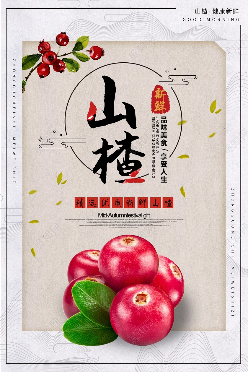 黄色复古风山楂山楂水果宣传海报