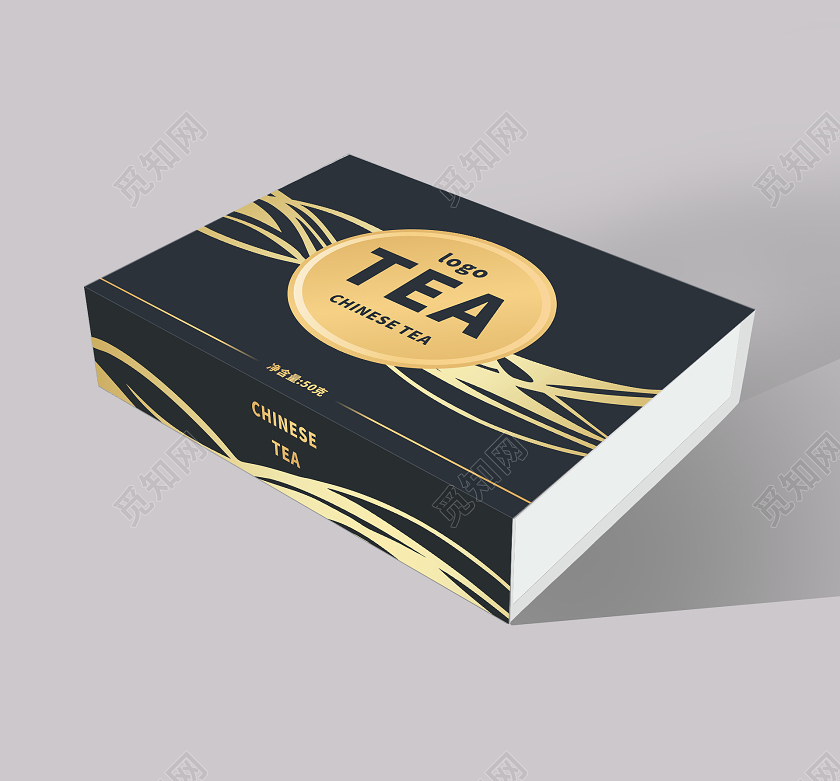 深蓝色几何线条茶叶包装设计