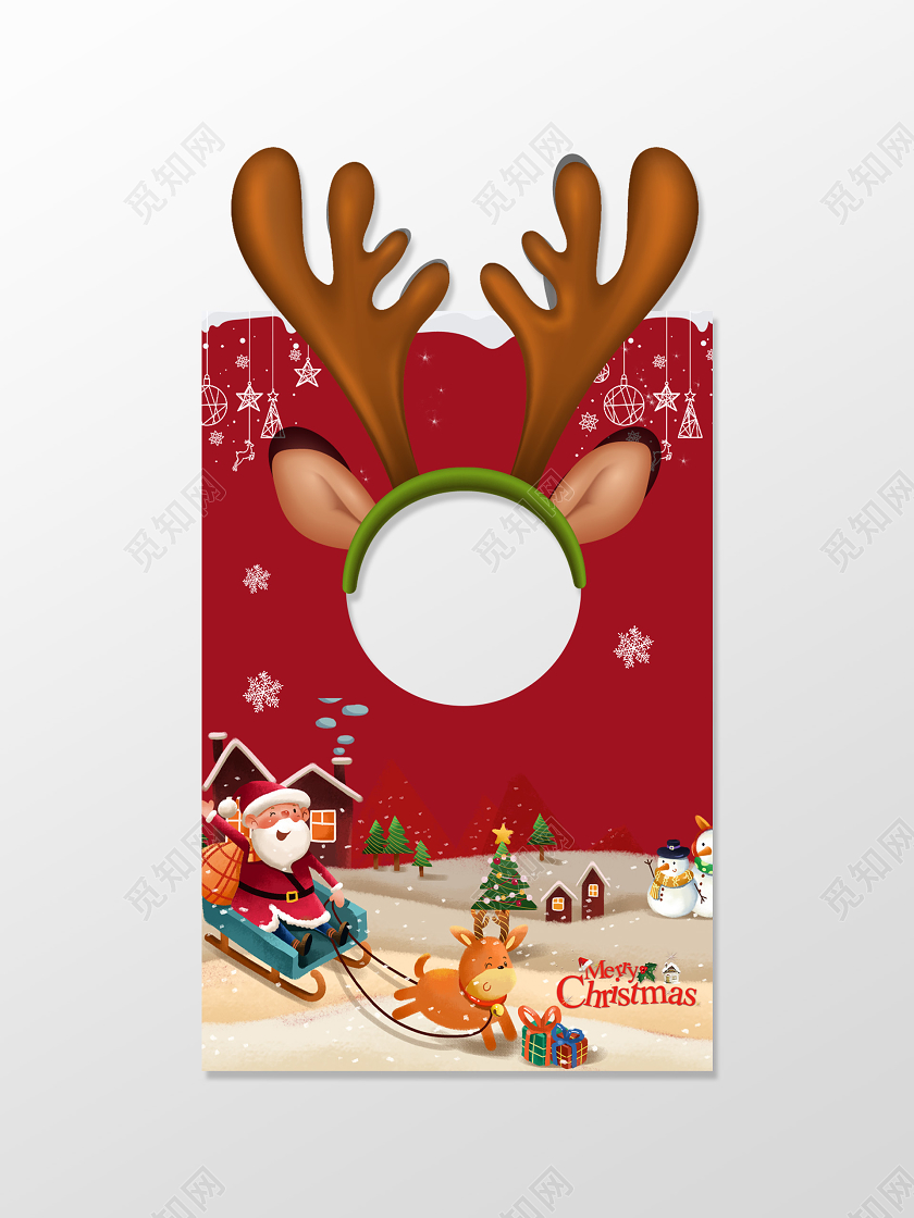 红色创意圣诞节拍照框圣诞拍照框