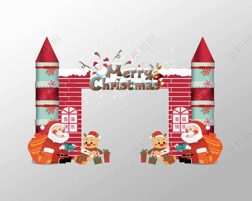 红色卡通圣诞节圣诞美陈