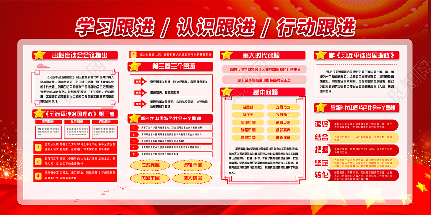 红色新时代谈治国理政第三卷宣传展板党政党建党课