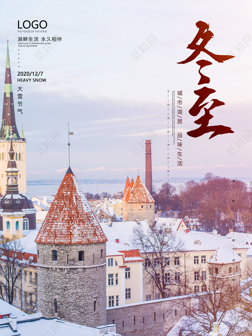 时尚房地产冬至二十四节气宣传海报二十四节气大雪