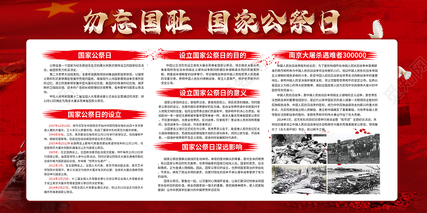 南京大屠杀勿忘国耻国家公祭日83周年宣传栏展板设计国家公祭日南京大屠杀