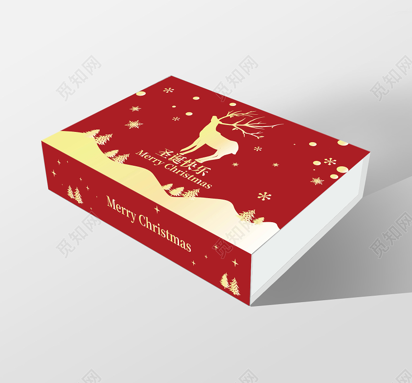 红色创意简洁圣诞快乐包装礼盒设计圣诞包装
