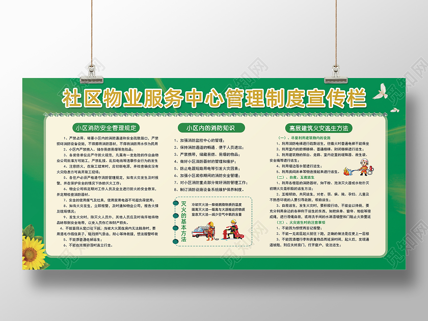 绿色社区物业服务中心管理制度宣传栏社区展板