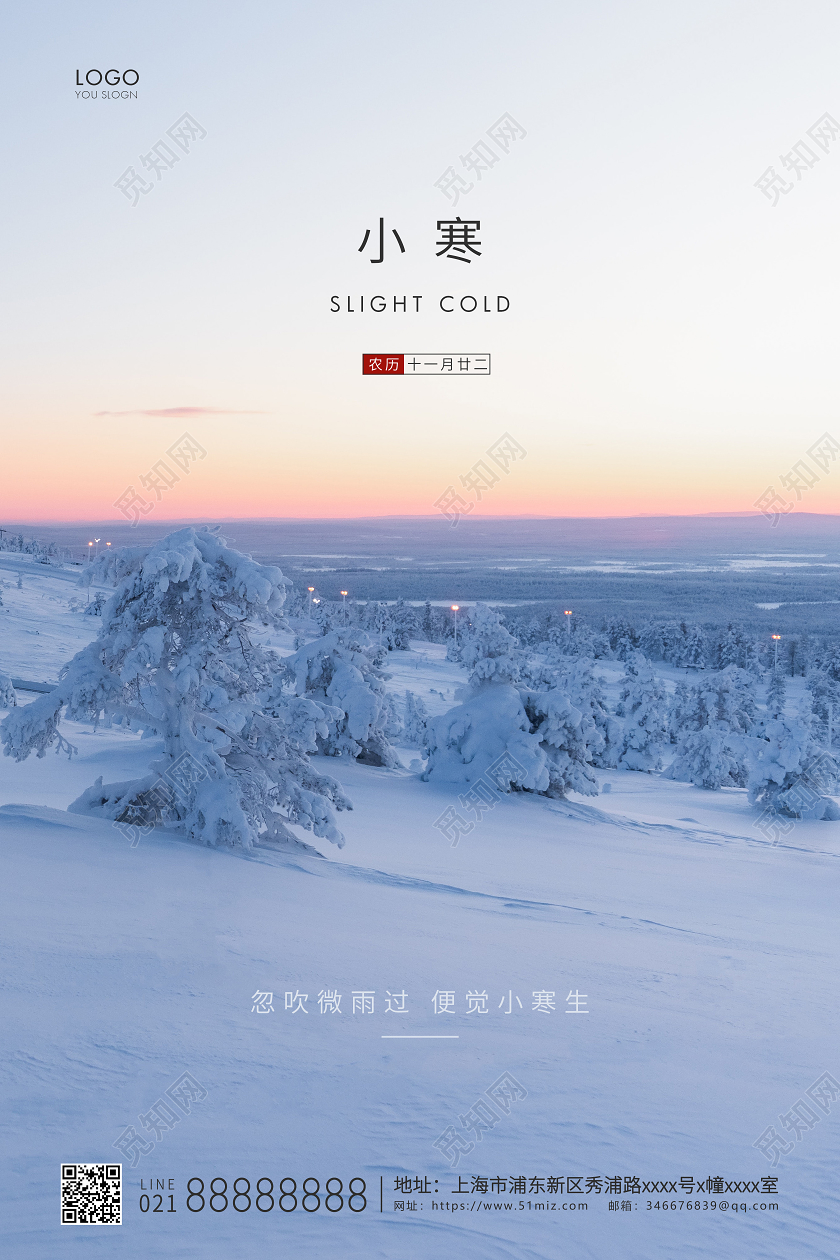 实拍简约二十四节气小寒节气宣传海报