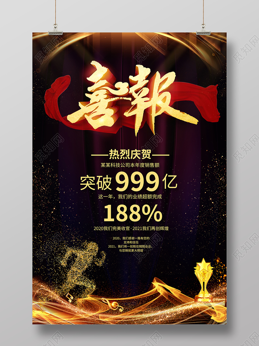 2021牛年喜报海报设计2021新年牛年喜报