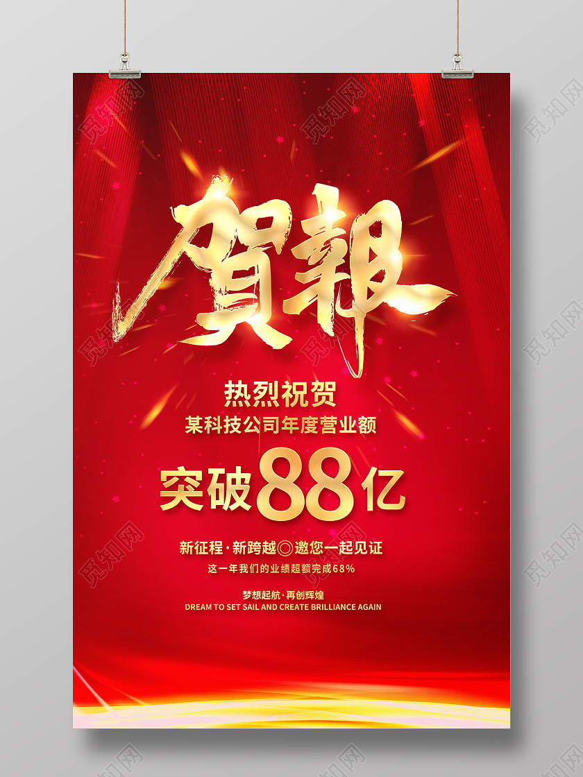 红色大气企业业绩销售贺报宣传海报喜报战报2021牛年喜报