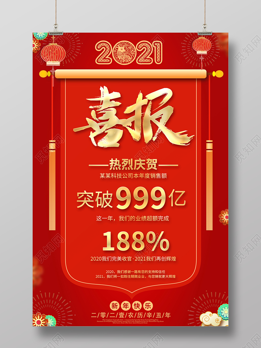 2021牛年喜报海报设计2021牛年喜报