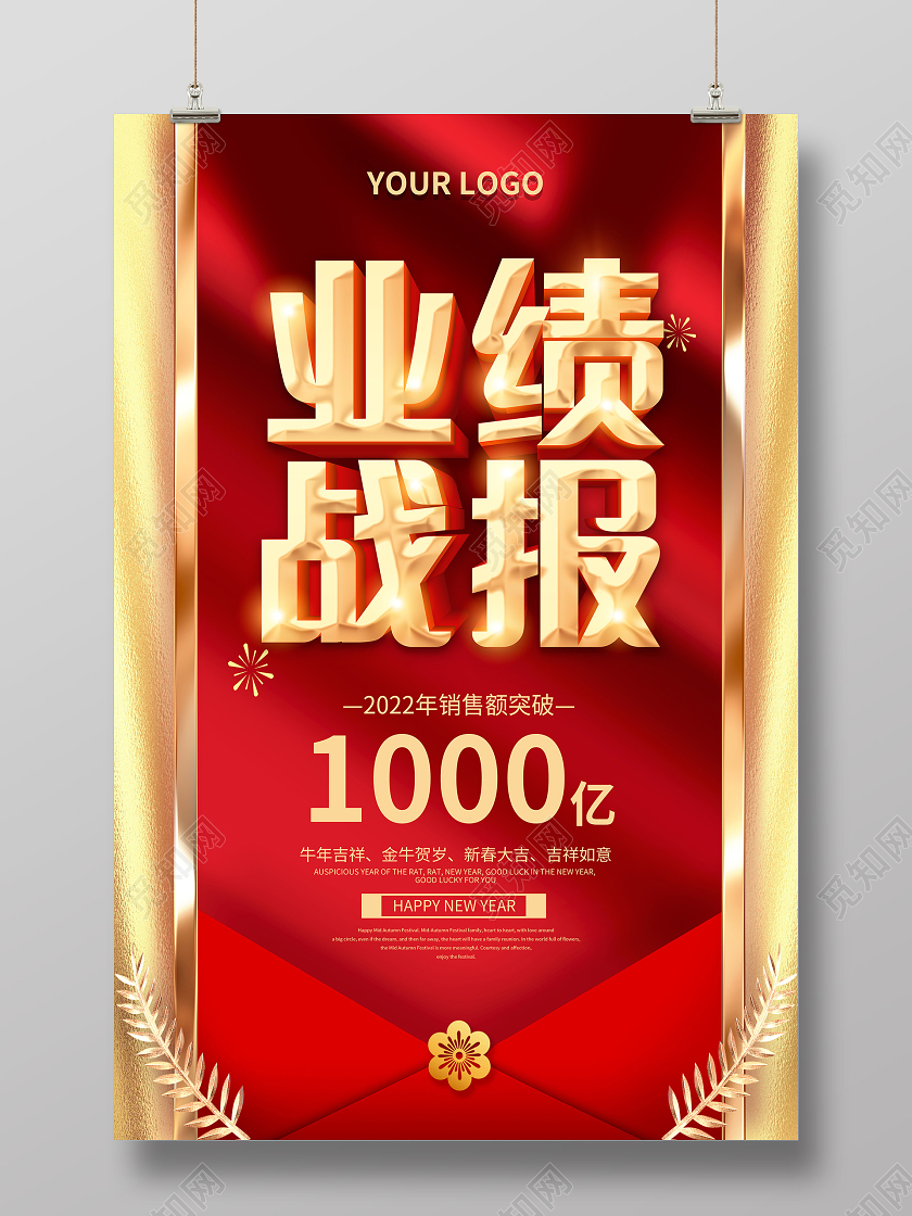 红色大气2021战报荣誉榜海报设计喜报战报