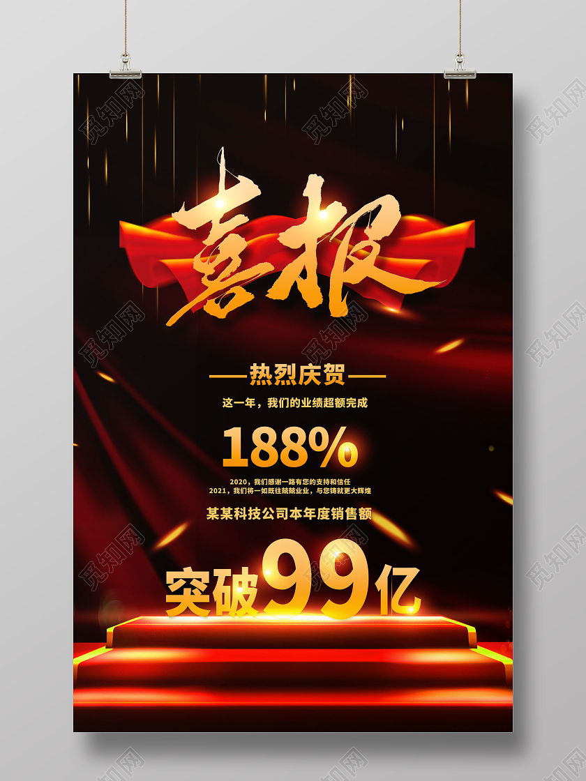 黑色大气企业2021业绩销售贺报战报宣传海报喜报战报