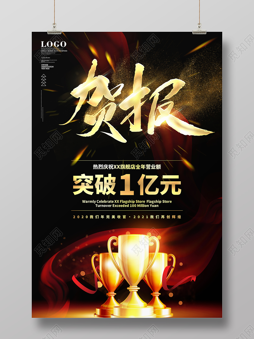 黑金大气企业2021业绩销售贺报战报宣传海报喜报战报