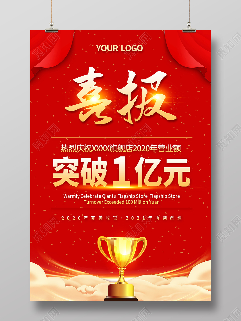 红色大气喜报荣誉榜海报设计喜报战报2021新年牛年喜报