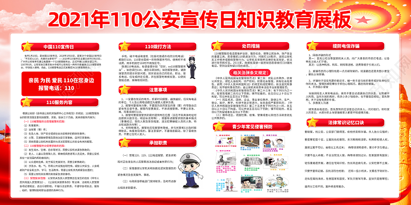 红色党建公安110宣传日中国人民警察节宣传栏