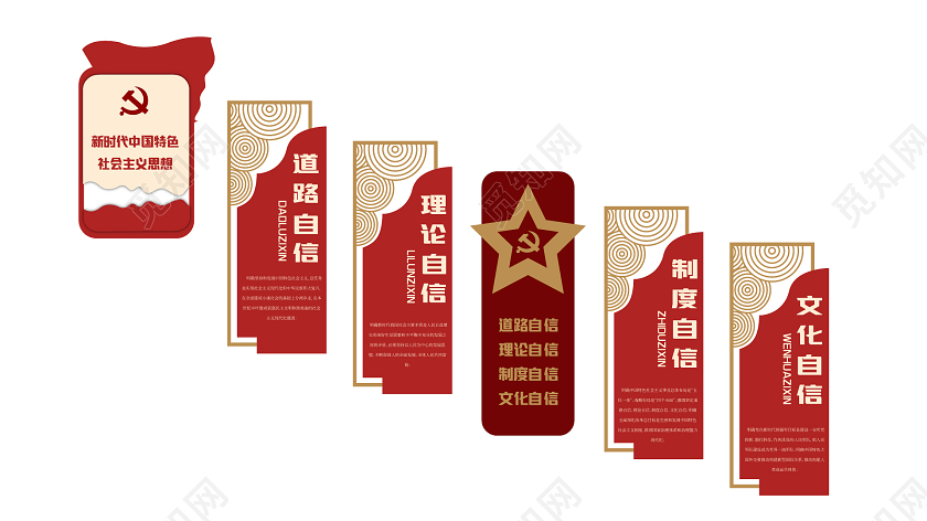 红色现代简约党建文化墙楼梯文化墙