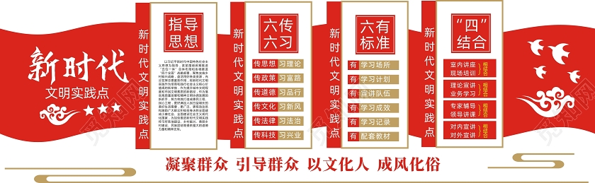 红色创意新时代文明实践点新时代文明实践文化墙