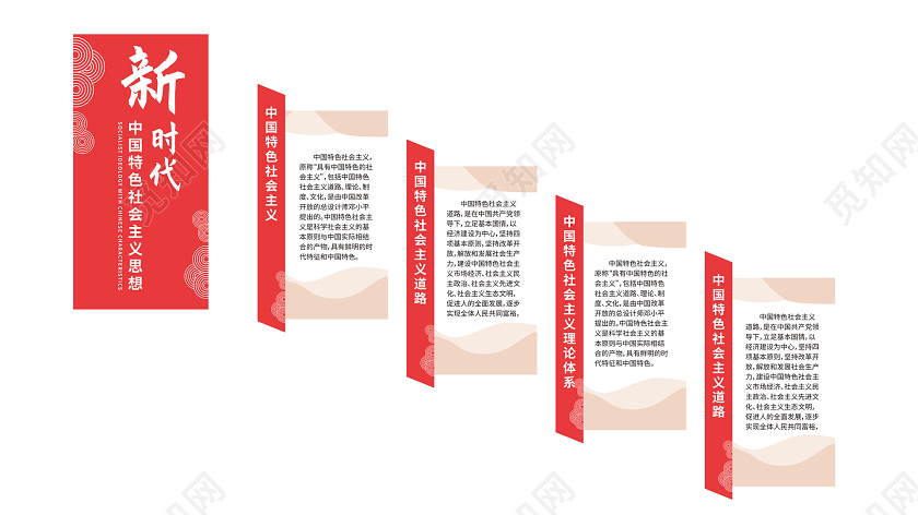 红色现代新时代党建楼梯文化墙