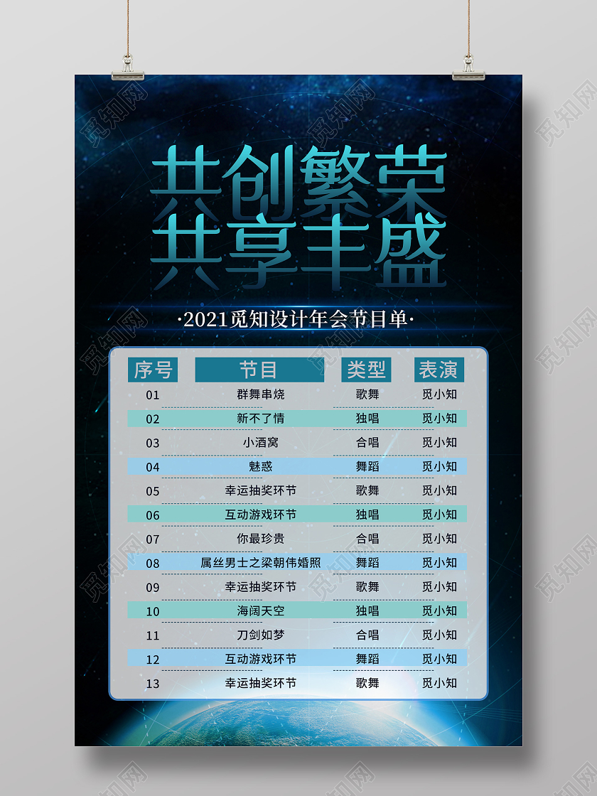 黑色科技共创繁荣共享丰盛2021年会节目单海报年会流程