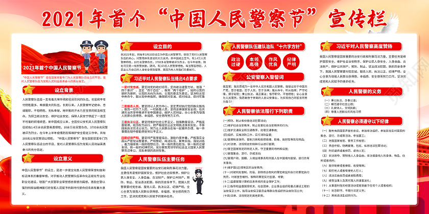 红色公安110宣传日中国人民警察节宣传栏