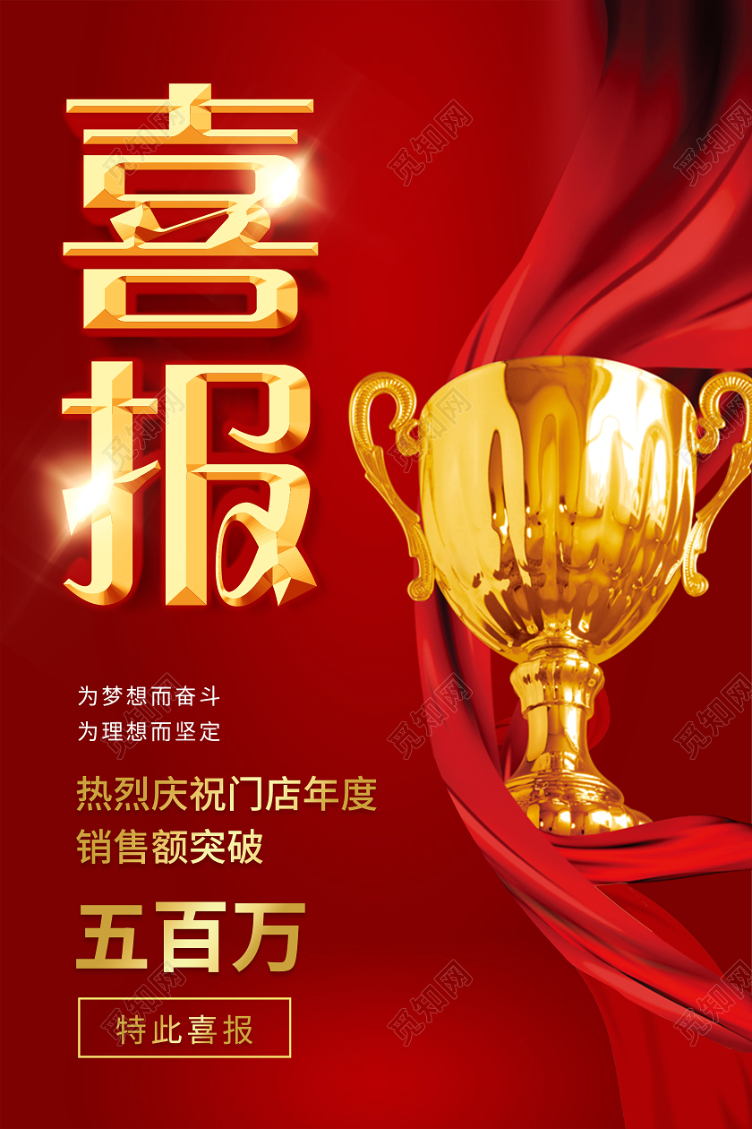 红色简约喜报捷报销售突破海报