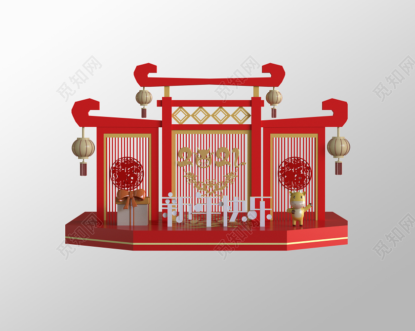 新年美陈2021新年牛年