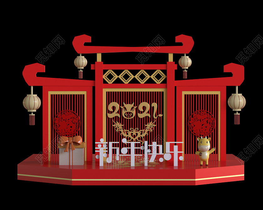 新年美陈2021新年牛年