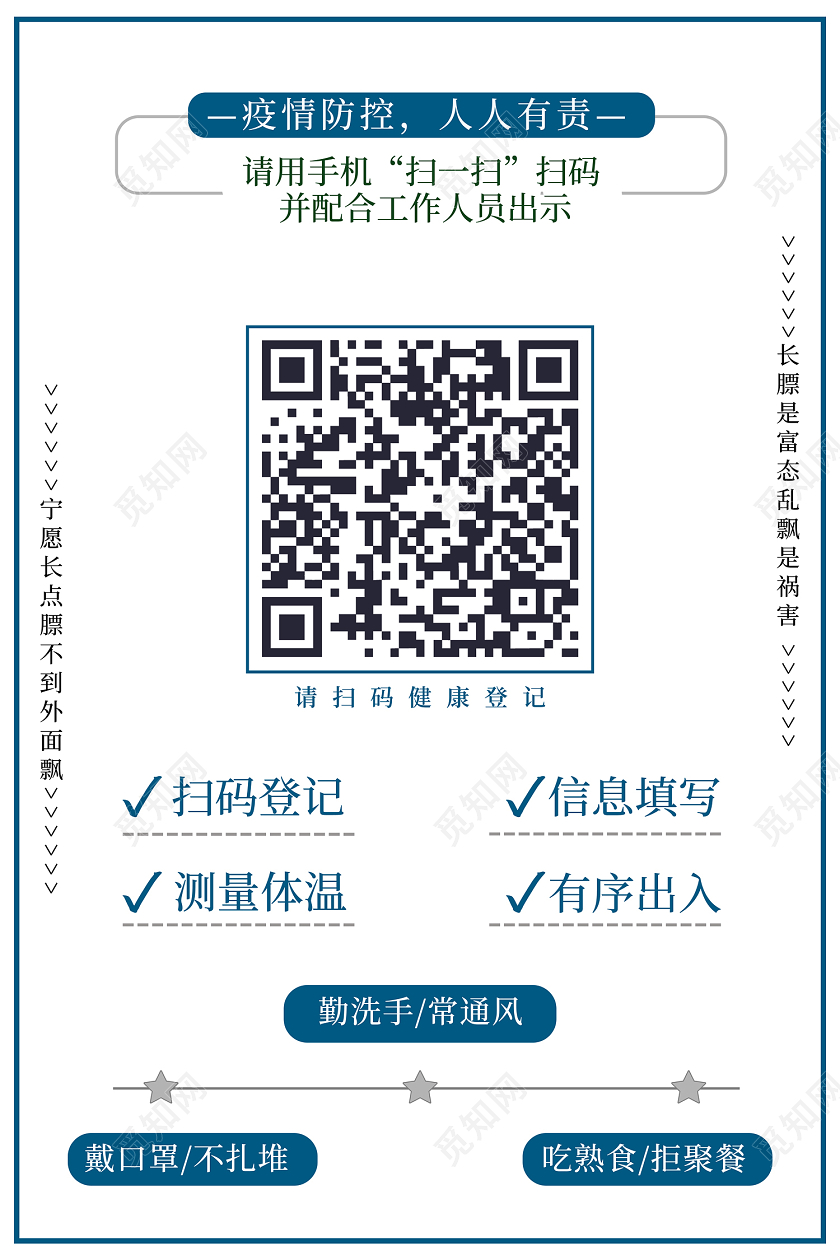 抗疫白色简约风疫情健康码海报