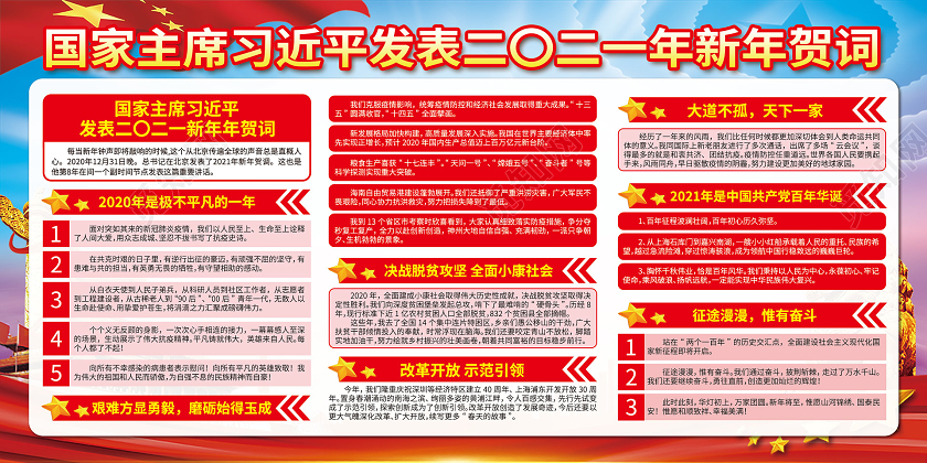 红色党政向大家致以新年的美好祝福2021年新年贺词宣传栏2021新年贺词