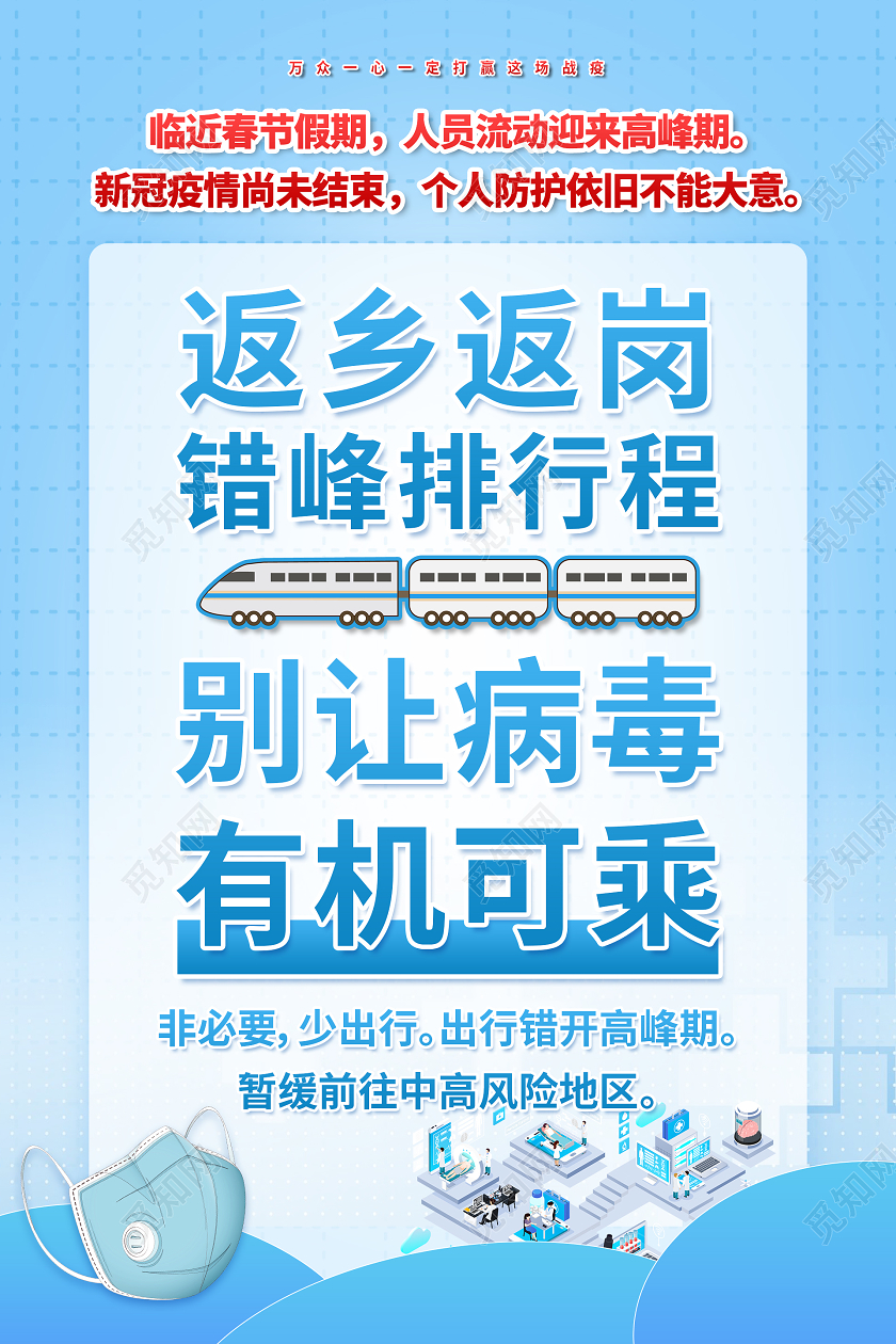 返乡返岗错峰出行春节疫情防疫海报