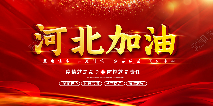 红色简约河北加油抗疫河北加油展板
