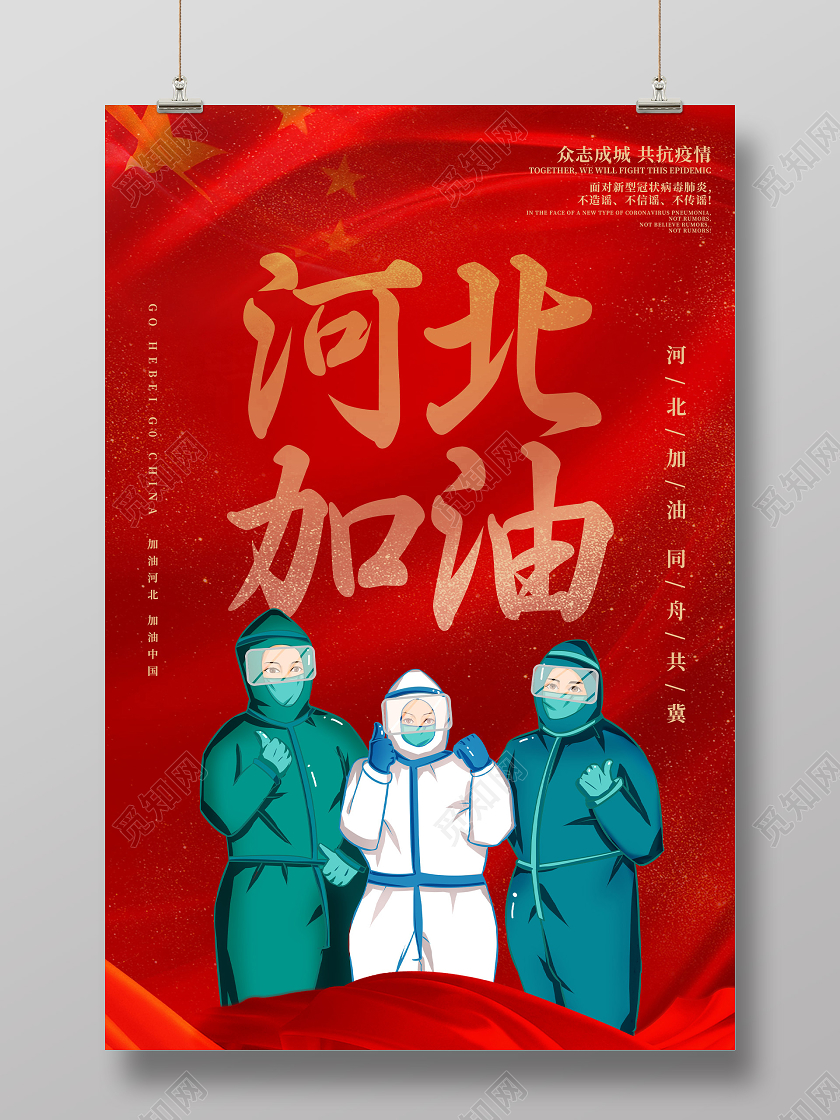 红色大气河北加油同舟共冀公益海报抗疫河北加油
