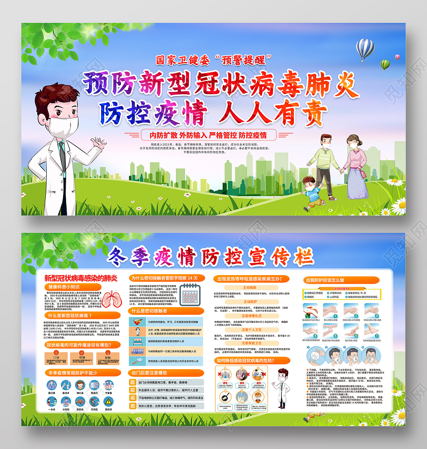 绿色抗击疫情人人有责冬季疫情防控宣传栏抗疫冬季疫情防控宣传栏