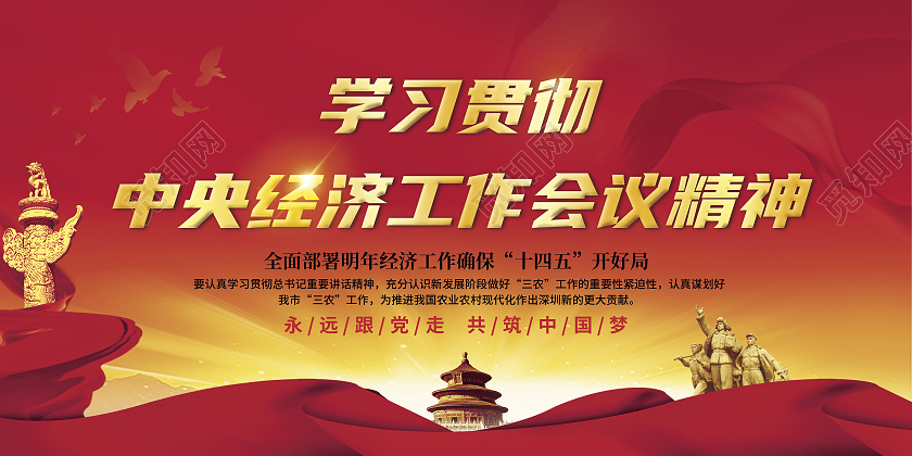 红色党建会议精神2021中央经济工作会议精神展板