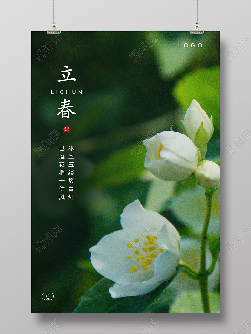 绿色简约立春二十四节气海报