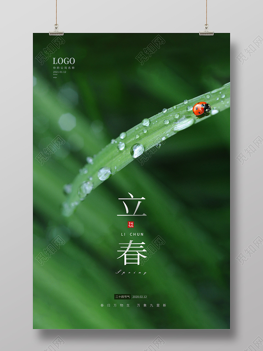 灰色简约立春传统二十四节气宣传海报