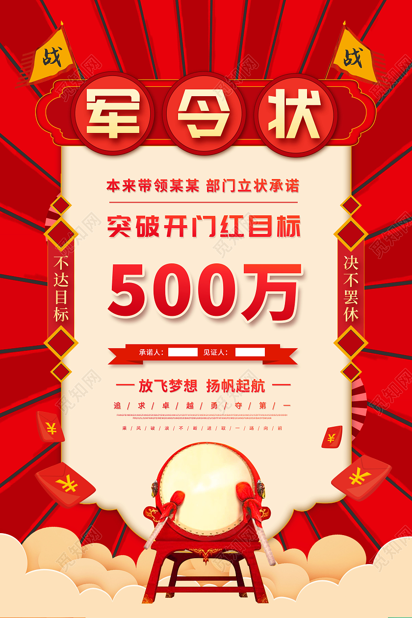 开门红喜报军令状海报