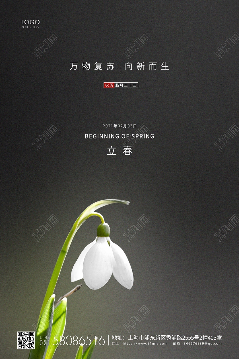 黑色简约二十四节气立春节气宣传海报