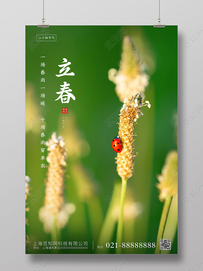 绿色简约立春海报